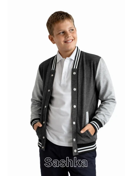 Бомбер для хлопчика Sashka темно-сірий утеплений, розмір 98-182